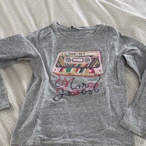 Marc Jacobs Kids Gray Long Sleeve Tee with Colorful Cassette Design